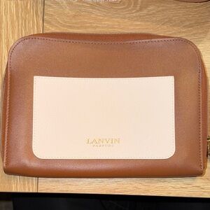 Lanvin Tan and Cream Leather Pouch